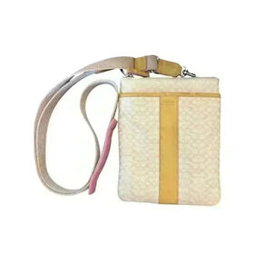 Coach Signature C Pink Crossbody Authentic Leather and Jacquard